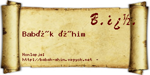Babák Áhim névjegykártya